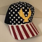 Maga Trump Authentic Hat Embroidered Eagle Red& White Striped Flag Cap USA
