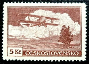 Czechoslovakia, 1930 Airmail, Scott C15, Red Brown, Perf 13 1/2, 1 Stamp, MH - Picture 1 of 3
