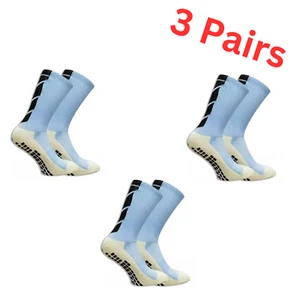 3 Pair Sport Socks anti Slip W/ Grip Soccer Men Football Basketball Size 7.5-11 - Picture 1 of 22