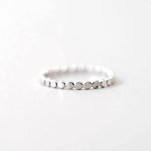 Dainty Silver Ring, Hammered Dot Ring, Minimalist Stacking Ring Silver Beaded - Picture 1 of 4