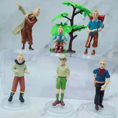 6 peças bonecos de ação anime dos desenhos animados The Adventures of Tintin brinquedos fofos presentes - Imagem 1 de 4