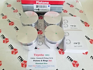 Toyota 18RC Celica Pickup & Corona 72-74 Pistons & Rings Set of (4) Standard - Picture 1 of 8