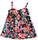 Lands End New Sz 4 Bright Floral Bandeau Tankini Swim Bathing Top Swimwear Nwt 4