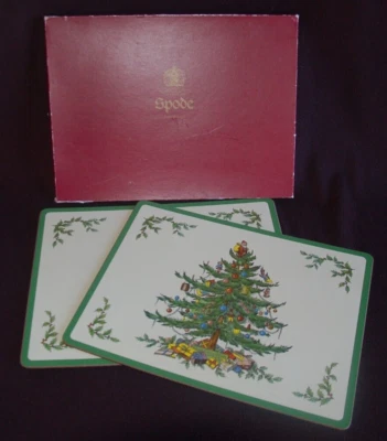 Pair of Spode CHRISTMAS TREE Placemats 15-5/8" x 11-5/8" Cork Back - Image 1 of 4