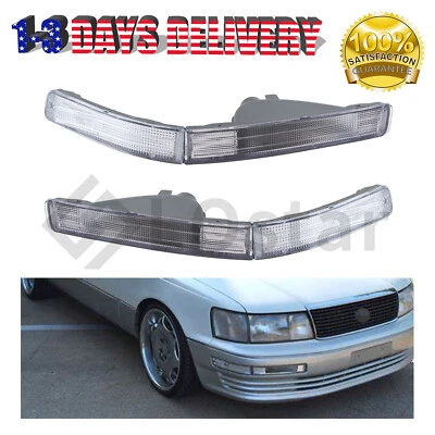 Clear Front Bumper Signal Lights Lens LH & RH No Bulb For 1990-1994 Lexus LS400 - Image 1 of 4
