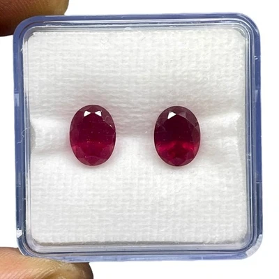 2 piezas piedras preciosas sueltas rojas ricas ovaladas de rubí natural Mozambique de 9x7 mm para joyería Foto 1 de 4