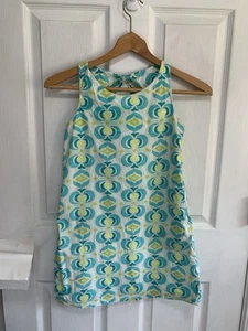 Vintage GAP KIDS Turquoise Green Blue Lime Patterned Cotton Pocket Sundress 8 - Picture 1 of 9