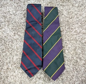 Set bestehend aus 2 Vintage Polo Ralph Lauren adretten Krawatten College-Streifen 100 % Seide - Bild 1 von 5