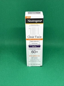 Neutrogena Clear Face Face Serum SPF60+ w/Green Tea 1.7oz Full Size NIB 11/26 - Picture 1 of 3