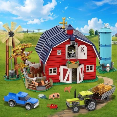 📦 Gift-Ready! 1405PCS Farm Barn Construction Set—Tractor, Animals, Light - Image 1 of 4