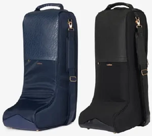 LeMieux Luxe Boot Bag Fur Lined Travel Show Yard Protective Storage Black/Navy - Picture 1 of 14