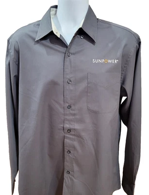Port Authority Shirt Mens  XL Gray Button Up Long Sleeve Workwear Sunpower Logo  - Image 1 of 4