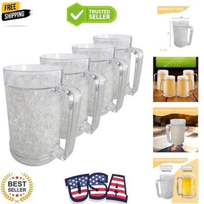 Juego de 4 piedras congeladoras esmeriladas acrílicas rellenas de gel de doble pared aisladas de 16 oz... Foto 1 de 4