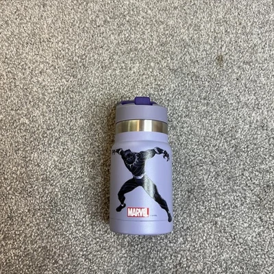 Marvel Black Panther Kids Water Bottle Stainless Steel Insulated Straw Purple - Image 1 of 4