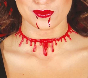Halskette blutiger Hals rot Latex Schmuck Halloween Karneval Fastnacht Zubehör - Bild 1 von 4