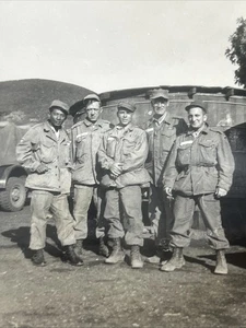 Vintage Photo 5 Military Men In Army Base 3.5” BW - Picture 1 of 3