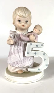 Lefton Birthday Girl Figurine  Age 5 The Christopher Collection 1982 - Picture 1 of 5