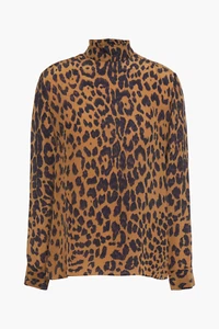 BELLA FREUD £390 Radzville Silk Leopard Mock Neck Blouse UK 6 US 2 XS NEW RARE - Picture 1 of 17