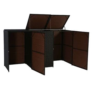 B-Ware 3er-Mülltonnenverkleidung MCW-E25, Mülltonnenbox, 3x120l, braun - Bild 1 von 7
