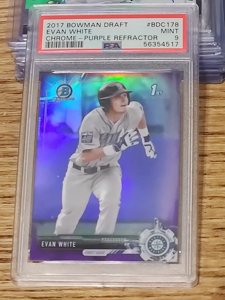2017 Bowman Draft Evan White Chrome Purple Refractor #231/250  PSA Graded 9  - Image 1 of 2