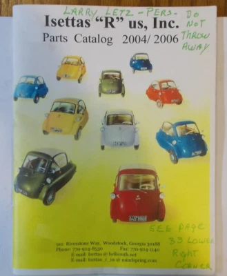 Isettas "R" us,Inc PARTS CATALOG 2004-2006                           (Magazines) - Image 1 of 4