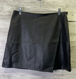 Hollister Skirt Womens L Black Faux Leather Short Mini Size Zip Ultra High Rise - Picture 1 of 11