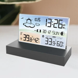 Wetterstation Funk Mit Farbdisplay Thermometer Innen-Außensensor Digitale Wecker - Bild 1 von 15