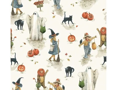 Black Cat Trick or Treat Lion Costume Ghost lJack O Lantern Girl in Witch Hat - Image 1 of 4