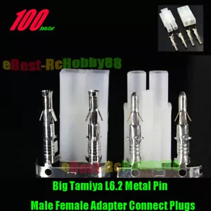 100Sets Big Tamiya L6.2 Metal Pin Male Female Adapter Connect Plug For Plane Car - Picture 1 of 11