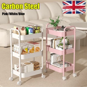 3 Tier Storage Trolley Cart on Wheels Kitchen Bathroom Laundry Narrow Space Rack - Picture 1 of 13