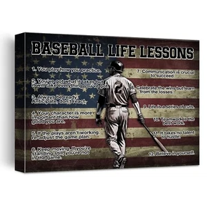 Baseball Poster Canvas Wall Art for Living Room Bedroom Home Decor, Baseball ... - Picture 1 of 6