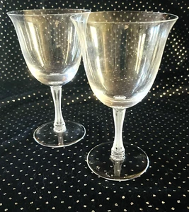 Pair 2 Vintage Lalique Glass Barsac Water Wine Stems Goblets - Picture 1 of 3
