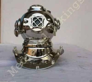 Chrome Brass Metal Diving Helmet Diver Navy Full Brass Mini Vintage Decor Helmet - Picture 1 of 4