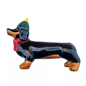 10" x 6" black daschung red scarf Xmas beanie Cesar dog whisperer - Picture 1 of 4