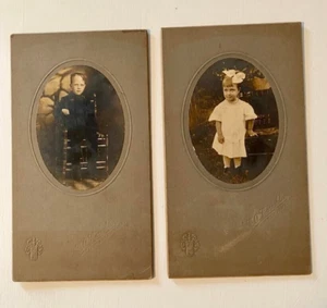 Vtg Pair of Brother & Sister Studio Portraits Early 1900s C.A. Laughlin Studio - Picture 1 of 6