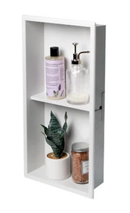 ALFI brand ABNC1224 12" x 24" Black or White Matte Stainless Double Shower Niche - Picture 1 of 36