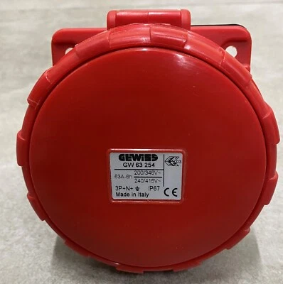 GEWISS GW63254 IP67 10 DEGREE PANEL RECEPTACLE 3P+N+E 63A 400V 6H - Image 1 of 3