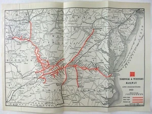Norfolk & Western Railway - Original 1924 System Map by Poor's Publishing Co. - Picture 1 of 2