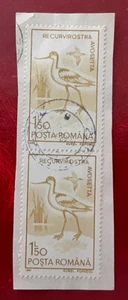ROMANIA 1991 1.50L Used Vertical Pair On Piece Bird Avocet Scott 3641 VF/XF 5633 - Picture 1 of 2