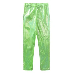 Kids Girl Pants Shiny Sweatleggings Fitting Dancewear Carnival Bottoms Yoga Gym - Picture 1 of 57