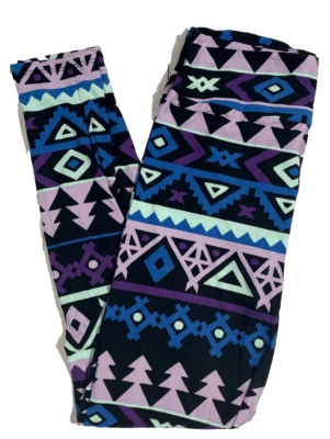 OS Lularoe Leggings Aztec Southwest Purole Blue Pink Black New Print NWT 107193 - Image 1 of 3