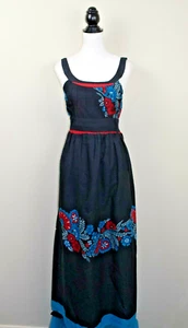Black Floral Maxi Dress Print 100% Cotton Summer Beach Casual BNWT Kushi 8 10 12 - Picture 1 of 10