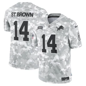 St. Brown #14 Salute To Service Arctic Camo Jersey Lions Mi Seller. Neu mit Etikett - Bild 1 von 3