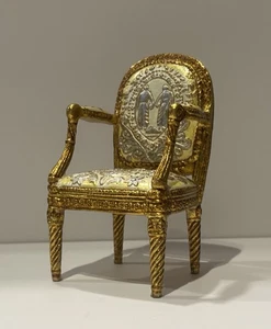 Museo Metropolitano de Arte RARO Casa de Muñecas Luis XVI Sillón Francés Madera Dorada - Imagen 1 de 21