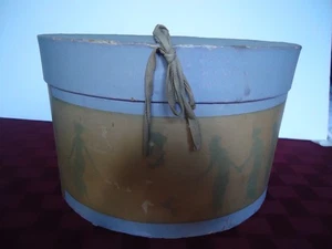 VINTAGE 1920's Bergdorf Goodman Fifth Avenue Oval HATBOX Flappers Lavender/Cream - Picture 1 of 12