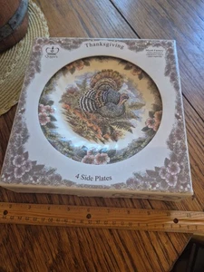 Queen's Myott Factory 8" Side Plates THANKSGIVING Set of 4 NEW IN BOX - Picture 1 of 24