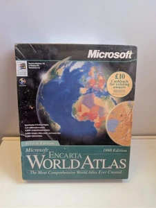 Microsoft 1998 Edition ENCARTA WORLD ATLAS big box vintage sealed - Picture 1 of 10