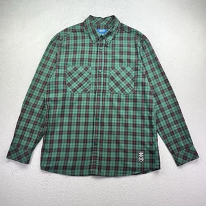 Adidas Originals Flannel Shirt Mens Medium Green Plaid Check Skater Lumberjack - Picture 1 of 13