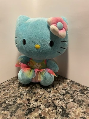 Falda Ty Hello Kitty Peluche Animal Azul Flores Hawaianas 6 Pulgadas Foto 1 de 2