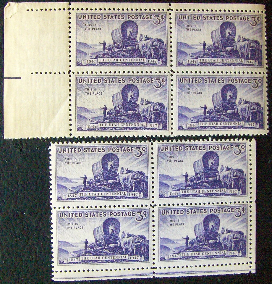 US 3¢ stamp SC #950 Utah Centennial MNH 1947 single block of 4 - Image 1 of 1
